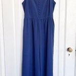 Madewell • Smocked Button-Front Crop Jumpsuit navy blue Nightfall wide leg Photo 0