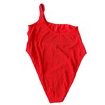 Good American Women’s 4X Always Fits One Shoulder Swimsuitsuit Textured Red Photo 3