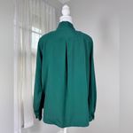 Vintage ‘90s Yves St. Clair Green Tuxedo Pleat Long Sleeve Button Down Blouse Size 8 Photo 5