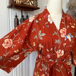 Vintage Handmade Floral Cotton Kimono Robe in Rust Orange Photo 2