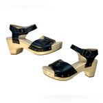 NEW Five Worlds Leather Open Toe Wooden Clogs Size 7 Photo 1