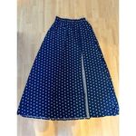 NEW Vintage High Waist Y2K Maxi Skirt w/Slit Polka Dot Small Blue Photo 0
