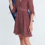 Madewell  Starviolet Red Ruched Sleeves Mini Dress Ditsy Flowers Size 2 Photo 7