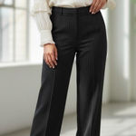 Briggs New York Briggs NY 16 Black Pinstripe Straight Leg Dress Pants Office Work Sleek Career Photo 0