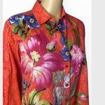 Label Ritu Kumar Art to Wear Orange Floral Print Top LRK Size 3 Red Size M Photo 3