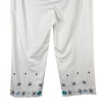 Loft Ann Taylor Ann Pants Cropped 10 White Embroidered Flowers Photo 11
