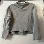 Les Lunes Gray Mock Neck Sweater Top Lightweight Organic Cotton Boxy Short Crop Size M Photo 0