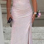 One Shoulder Sequin Prom Dress Pink Photo 0
