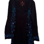 Johnny Was Embroidered Black and Blue Women's Tunic Dress Photo 0