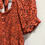 BeachLunchLounge  XL‎ Orange Black Polka Dot Midi Dress Tie Back Smocked Photo 6