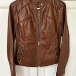 Guess  Women's Faux Leather Motorcycle Jacket 🧥 Size Small Brown Photo 0