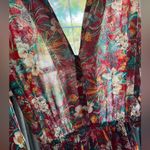 VINTAGE 70s Samuel Floral Boho Midi Dress – Cottagecore dagger collar Tropical Green Size M Photo 14