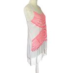 Solitaire Swim women's small pink and white racerback fringed swimsuit cover-up Photo 3