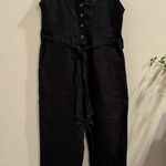 Hunter Bell XS Black Linen V-Neck Sleeveless Jumpsuit Brunch Comfort Timeless Photo 0