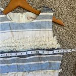Hutch  White Blue Striped Sleeveless Fringe Mini Dress Size 2 Wedding Formal Photo 7