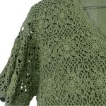 Vintage Requirements Crochet Short Sleeve Green Cardigan Button Sweater Large Photo 3