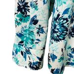 Leslie Fay Vintage Womens Floral Dress Blouse Blue White Top Shirt Size P 10 u Photo 1