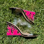 public desire  Hot AF Black and Red / Pink Flame Detail Perspex Heeled Wedges Photo 6