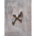 Sterling Silver Cross Pendant Modern Rounded Sculptural Necklace Charm 925 "C" Photo 7