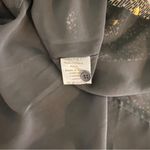 Elan Black Gold Metallic Feather Tie Neck Bow Button-up Bell Sleeve Dress Large Photo 7