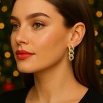 Crystal Haze Mexican Chain Drop Earrings – 18k Gold Plated Brass Cubic Zirconia Photo 0
