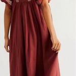 Free People Samantha Embroidered Puff Sleeve Button Front Maxi Dress Medium Photo 1