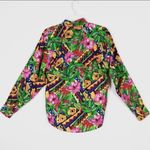 Vintage Bright Tropical Floral Tribal Print Shirt Pink Photo 4