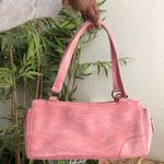 2000s Pink crocodile print faux leather shoulder baguette hand bag purse #fairycore Photo 0
