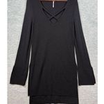 Free People Womens V-Neck Black Long Sleeve Sweater Tunic Dress M Photo 0