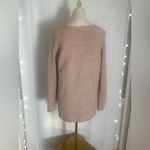 LC Lauren Conrad Lauren Conrad Pink Beige Heart Sweater Metallic Shimmer Tunic Medium Pullover Photo 2