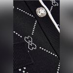 River Island  London Black argyle Heart Knit Cardigan Sz 14 Photo 5