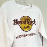 Hard Rock Cafe Hard‎ Rock Cafe Washington DC Sequin Sweatshirt Women's Small White Embroidered Photo 1