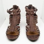 Not Rated NEW  Woven Strappy Heeled Sandals in Taupe Tan Size 9.5 Photo 1