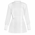 BCBGMAXAZRIA NWT BCBG MAXAZRIA Asymmetric Button Front White Shirt Sz XS-$198 Photo 4