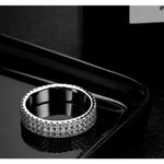 Boutique Sparkly Triple Row Eternity‎ Ring | 14k White Gold Plated Sterling Silver Photo 9