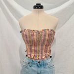 Pilcro pink rainbow multi smocked tube top Photo 1