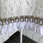 Badgley Mischka  Women's Battenberg Lace Embellished Tassel Hem Lace Top sz 4 Photo 5