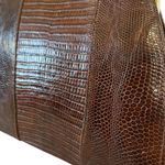 Vintage Genuine Lizard Brown Leather Frame Handbag with Oscar de la Renta Scarf Photo 5