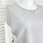 Loft Knit Chiffon Back Pullover Athleisure Top Grey Cream Large Photo 4