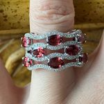 Color Changing Garnet Sterling Silver Cocktail Ring Size 7 Red Photo 0