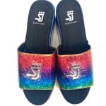 Shane Justin Rainbow Platform Glitter Sandals Size 39/ US 8.5 Red Photo 2