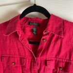 Ralph Lauren Lauren Red 100% Linen Button Down Shirt Women' Sz medium Photo 2