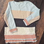 Soft Surroundings  V-Neck Sweater - Light Blue, Beige, Pink, Dark Gray | Size L Photo 0