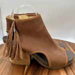 OTBT Free Spirit Fringe Heeled Sandal Ankle Booties Brown Leather Western Boho 7 Photo 0