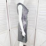 Vince Camuto Vince‎ Camuto Metallic Shimmer Drape Neck Sleeveless Sheath Dress Silver 2 Photo 2