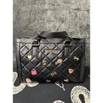 Juicy Couture  Black Quilted Charm Tote Bag NWT Gold Hardware Handbag Purse Photo 1