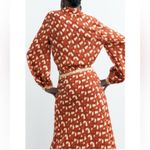 ZARA | Terracotta Linen Blend Twist-Front Crop Top with Beaded Cuffs, Size L Photo 2