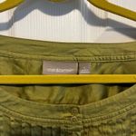 Olive Green Button Front 3/4 Sleeve Pintuck Blouse Top Babydoll Size Large Photo 3