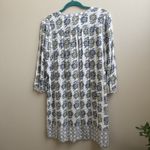 Ann Taylor LOFT S Blue Green Boho Floral Sheath Henley Shirt Dress Size L Photo 1