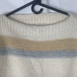 Be cool  women's small medium sweater pullover fuzzy stripe new cream neutral Photo 3